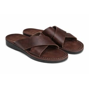 Jerusalem EU 45 US 11 - 11.5 Brown Leather Jesus Slide Sandals Resort Wear